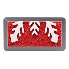 Macro Photo Of Snowflake On Red Glittery Paper Memory Card Reader (mini) by Nexatart