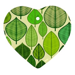 Leaves Pattern Design Heart Ornament (two Sides) by TastefulDesigns