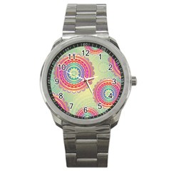 Abstract Geometric Wheels Pattern Sport Metal Watch by LovelyDesigns4U