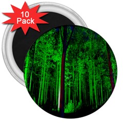 Spooky Forest With Illuminated Trees 3  Magnets (10 Pack)  by Nexatart