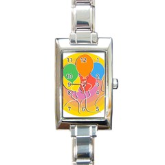 Birthday Party Balloons Colourful Cartoon Illustration Of A Bunch Of Party Balloon Rectangle Italian Charm Watch by Nexatart