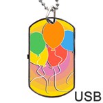 Birthday Party Balloons Colourful Cartoon Illustration Of A Bunch Of Party Balloon Dog Tag USB Flash (Two Sides) Front