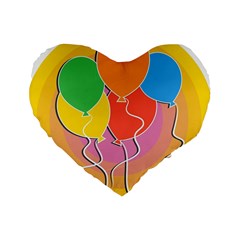 Birthday Party Balloons Colourful Cartoon Illustration Of A Bunch Of Party Balloon Standard 16  Premium Heart Shape Cushions by Nexatart