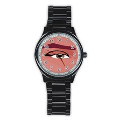 Eye Difficulty Red Stainless Steel Round Watch by Mariart