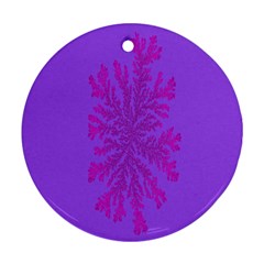 Dendron Diffusion Aggregation Flower Floral Leaf Red Purple Ornament (round) by Mariart