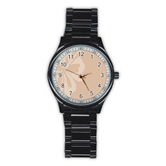 Hibiscus Sakura Toasted Almond Grey Stainless Steel Round Watch