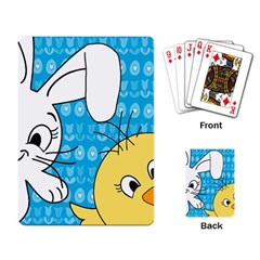 Easter Bunny And Chick  Playing Card by Valentinaart