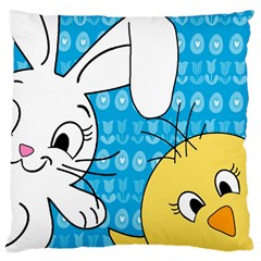 Easter Bunny And Chick  Large Cushion Case (one Side) by Valentinaart