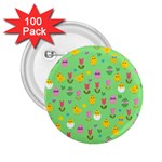 Easter - chick and tulips 2.25  Buttons (100 pack)  Front