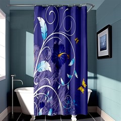 Flowers Butterflies Patterns Lines Purple Shower Curtain 36  X 72  (stall) 