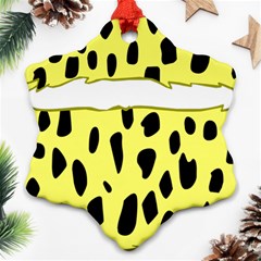 Leopard Polka Dot Yellow Black Ornament (snowflake) by Mariart