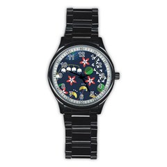 Origami Flower Floral Star Leaf Stainless Steel Round Watch by Mariart