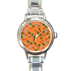 Carrot Pattern Round Italian Charm Watch by Valentinaart