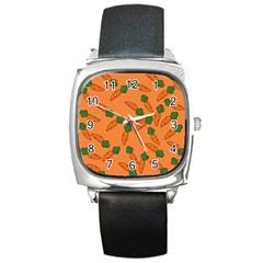 Carrot Pattern Square Metal Watch by Valentinaart