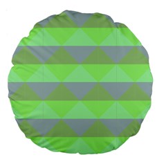 Squares Triangel Green Yellow Blue Large 18  Premium Flano Round Cushions by Mariart