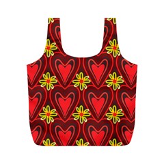 Digitally Created Seamless Love Heart Pattern Full Print Recycle Bags (m)  by Nexatart