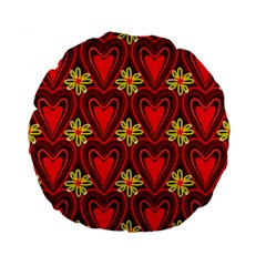 Digitally Created Seamless Love Heart Pattern Standard 15  Premium Flano Round Cushions by Nexatart