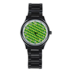 Dragon Scale Scales Pattern Stainless Steel Round Watch by Nexatart