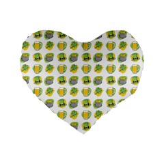 St Patrick S Day Background Symbols Standard 16  Premium Flano Heart Shape Cushions by Nexatart