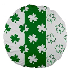 Flower Green Shamrock White Large 18  Premium Flano Round Cushions by Mariart