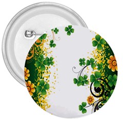 Flower Shamrock Green Gold 3  Buttons by Mariart