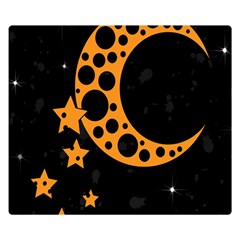 Moon Star Space Orange Black Light Night Circle Polka Double Sided Flano Blanket (small)  by Mariart