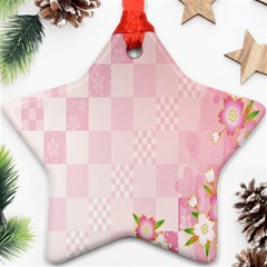 Sakura Flower Floral Pink Star Plaid Wave Chevron Ornament (star) by Mariart