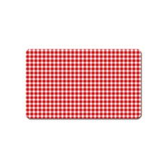 Plaid Red White Line Magnet (name Card) by Mariart