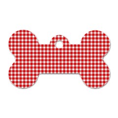 Plaid Red White Line Dog Tag Bone (two Sides) by Mariart