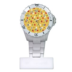 Tulip Sunflower Sakura Flower Floral Red White Leaf Green Plastic Nurses Watch by Mariart