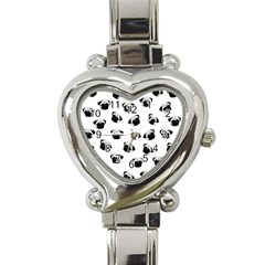 Pug Dog Pattern Heart Italian Charm Watch by Valentinaart