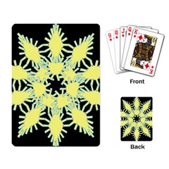 Yellow Snowflake Icon Graphic On Black Background Playing Card by Nexatart