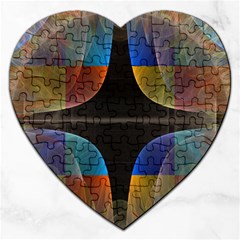 Black Cross With Color Map Fractal Image Of Black Cross With Color Map Jigsaw Puzzle (heart) by Nexatart
