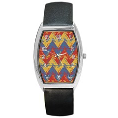 Aztec South American Pattern Zig Zag Barrel Style Metal Watch by Nexatart