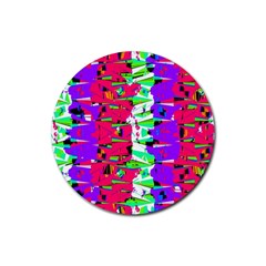 Colorful Glitch Pattern Design Rubber Round Coaster (4 Pack)  by dflcprints