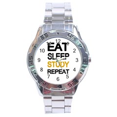 Eat Sleep Study Repeat Stainless Steel Analogue Watch by Valentinaart