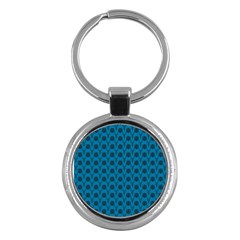 Lion Vs Gazelle Damask In Teal Key Chains (round)  by emilyzragz