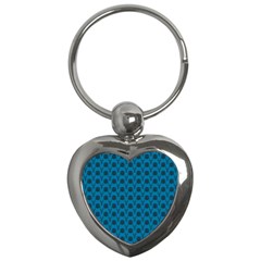 Lion Vs Gazelle Damask In Teal Key Chains (heart)  by emilyzragz