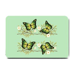 Four Green Butterflies Small Doormat  by linceazul