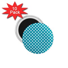 Sleeping Kitties Polka Dots Teal 1 75  Magnets (10 Pack)  by emilyzragz