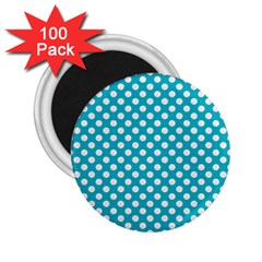 Sleeping Kitties Polka Dots Teal 2 25  Magnets (100 Pack)  by emilyzragz