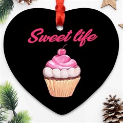 Sweet Life Heart Ornament (two Sides) by Valentinaart