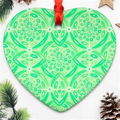 Kiwi Green Geometric Heart Ornament (two Sides)