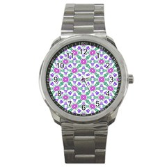 Multicolor Ornate Check Sport Metal Watch