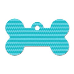 Abstract Blue Waves Pattern Dog Tag Bone (one Side)