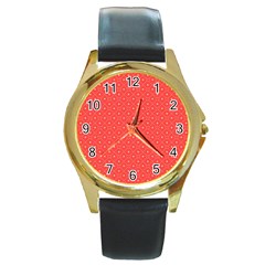 Decorative Retro Hearts Pattern  Round Gold Metal Watch by TastefulDesigns