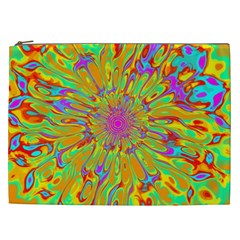 Magic Ripples Flower Power Mandala Neon Colored Cosmetic Bag (xxl)  by EDDArt