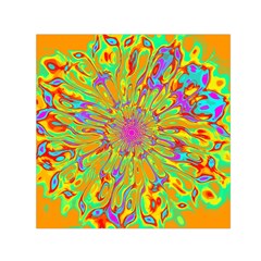 Magic Ripples Flower Power Mandala Neon Colored Small Satin Scarf (square) by EDDArt