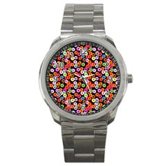 Colorful Yummy Donuts Pattern Sport Metal Watch by EDDArt