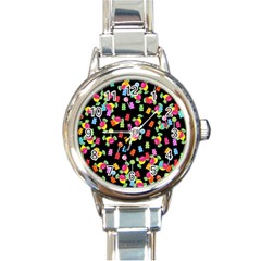 Candy Pattern Round Italian Charm Watch by Valentinaart